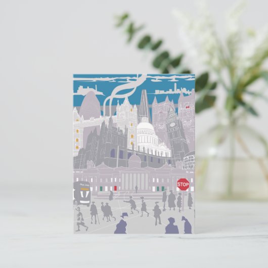 Briefkaart Londen Skyline Illustratie Kunstwerk (Staand voorkant)