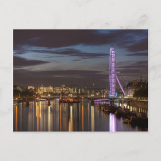 Briefkaart: London Eye and Thames River 's nachts Briefkaart