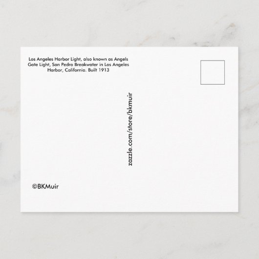Briefkaart - Los Angeles Harbour Light (Achterkant)
