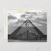 Briefkaart Louvre van Parijs Black en White (Voorkant / Achterkant)