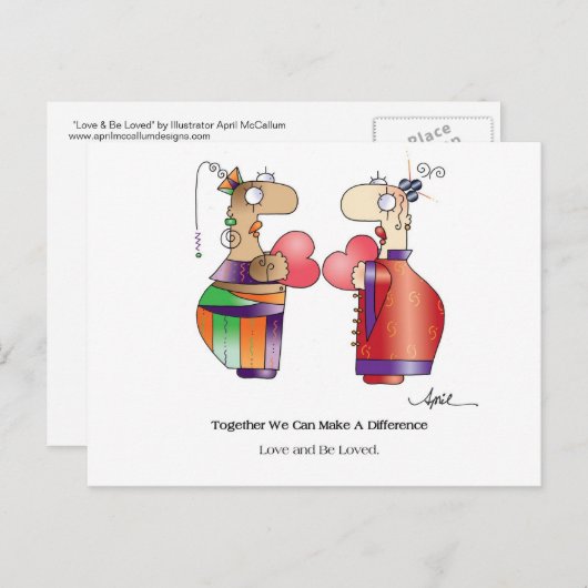BRIEFKAART LOVE & BE LOVED by April McCallum (Voorkant / Achterkant)