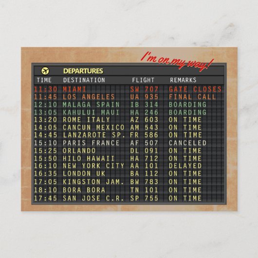 Briefkaart luchthavenraad (alle tekst aanpasbaar!) (Voorkant)