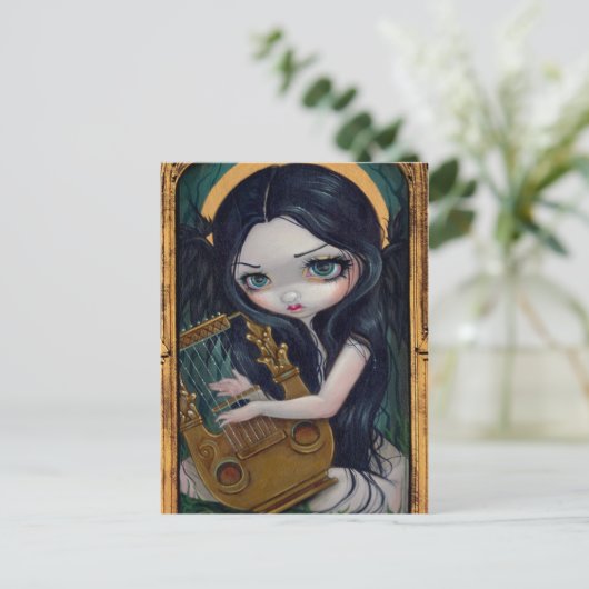 briefkaart "Lyre Angel" (Staand voorkant)