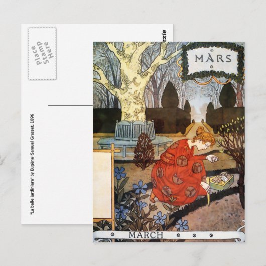 Briefkaart: Maand van maart - Mars Briefkaart (Voorkant / Achterkant)