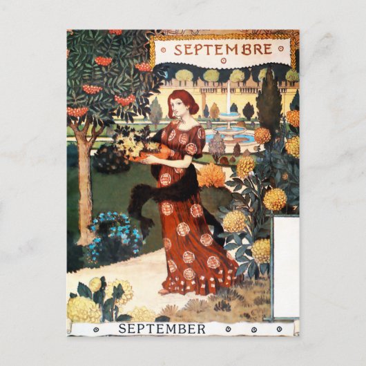 Briefkaart: Maand van September - Septembre Briefkaart (Voorkant)