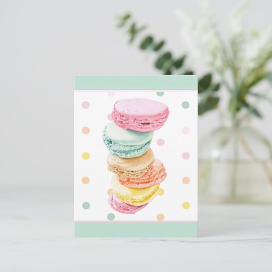 Briefkaart Macarons stippen (Staand voorkant)