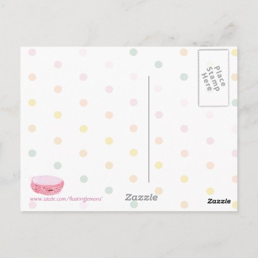 Briefkaart Macarons stippen (Achterkant)