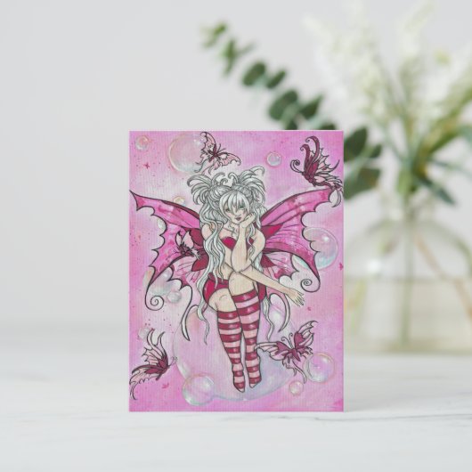 briefkaart "Magenta Fairy" (Staand voorkant)