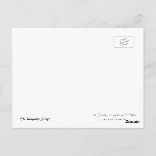 briefkaart "Magenta Fairy" (Achterkant)