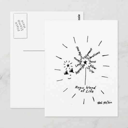briefkaart "Magic Wand of Life" (Voorkant / Achterkant)