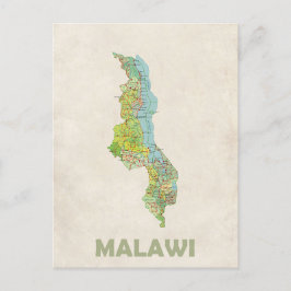 Briefkaart Malawi-kaart