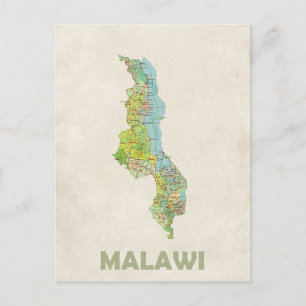 Briefkaart Malawi-kaart