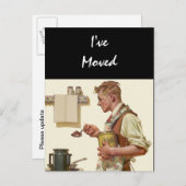 Briefkaart  Man Maak Koffie Verplaatst Nieuw Adres (Voorkant / Achterkant)