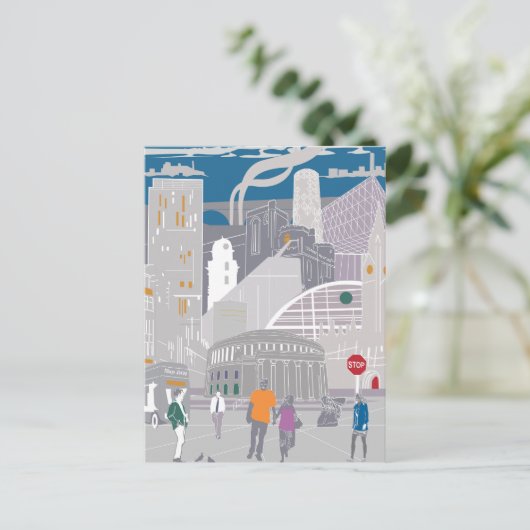 Briefkaart Manchester Illustratie Artwork (Staand voorkant)