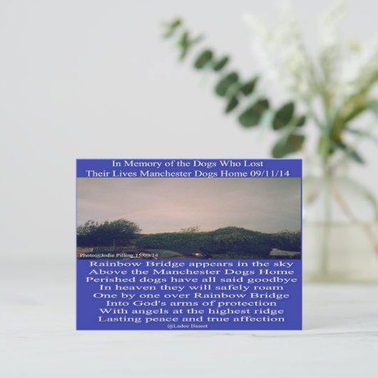 Briefkaart Manchester Regenboog Gedicht (Staand voorkant)