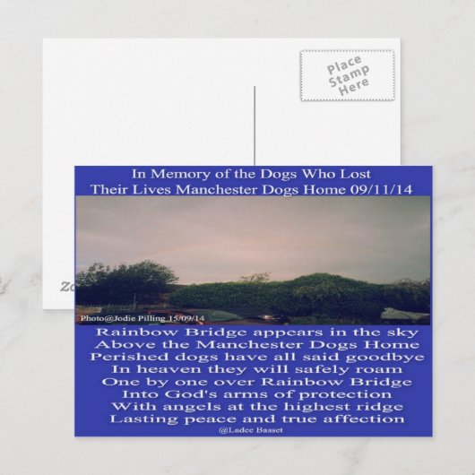 Briefkaart Manchester Regenboog Gedicht (Voorkant / Achterkant)