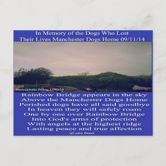 Briefkaart Manchester Regenboog Gedicht (Voorkant)