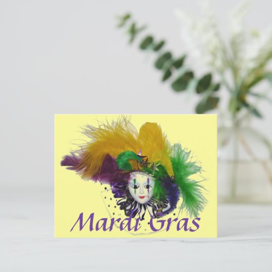 Briefkaart Mardi Gras Mask (Staand voorkant)