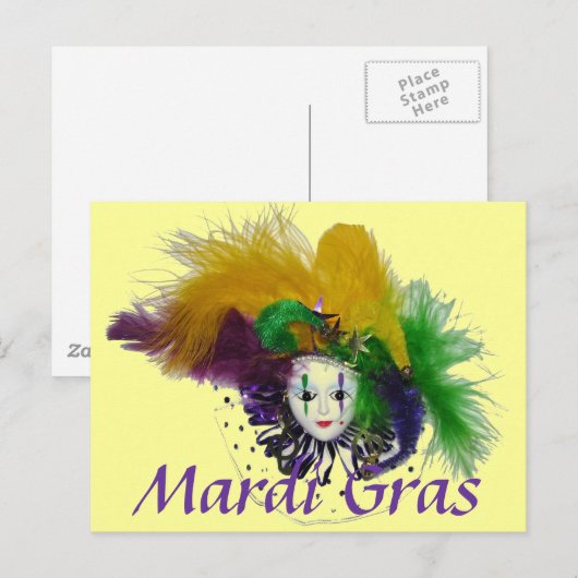Briefkaart Mardi Gras Mask (Voorkant / Achterkant)