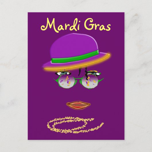 Briefkaart Mardi Gras Partij New Orleans LA (Voorkant)