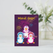 Briefkaart Mardi Gras Penguins (Staand voorkant)