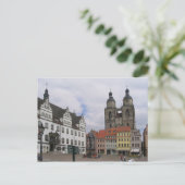 Briefkaart Marketplace in Wittenberg, Duitsland (Staand voorkant)