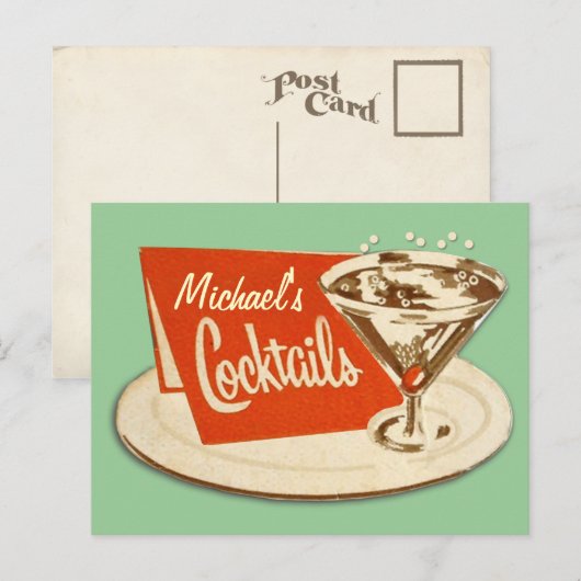  Briefkaart - Martini Glass Cocktails (Voorkant / Achterkant)