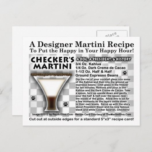 BRIEFKAART MARTINI RECIPE CHECKER (Voorkant / Achterkant)
