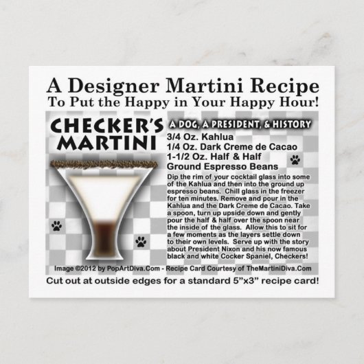 BRIEFKAART MARTINI RECIPE CHECKER (Voorkant)