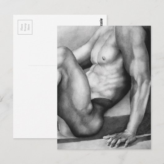 Briefkaart Masculine Art Male-nude Bodybuilder Mod (Voorkant / Achterkant)