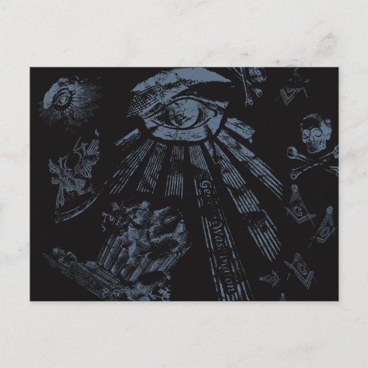 Briefkaart Masonic Fantasy Blauw (Voorkant)