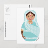 Briefkaart Matryoshka (Aqua) (Voorkant / Achterkant)