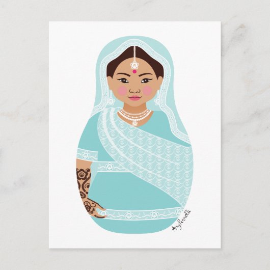 Briefkaart Matryoshka (Aqua) (Voorkant)