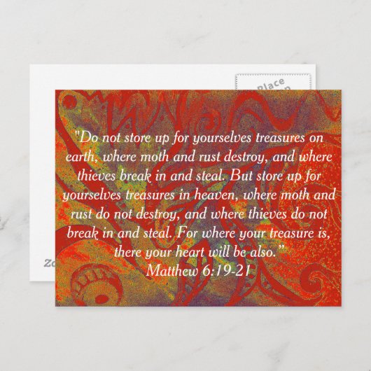 Briefkaart Mattheüs 6:19-21 | Rust | schatten (Voorkant / Achterkant)