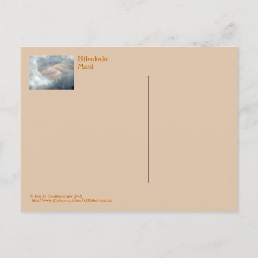 briefkaart, MAUI/HALEAKALA IN DE CLOUDS Briefkaart (Achterkant)