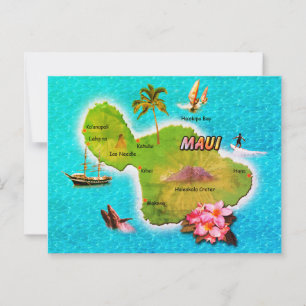 Briefkaart Maui Map