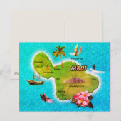 Briefkaart Maui Map (Voorkant / Achterkant)