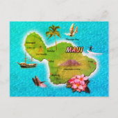 Briefkaart Maui Map (Voorkant)