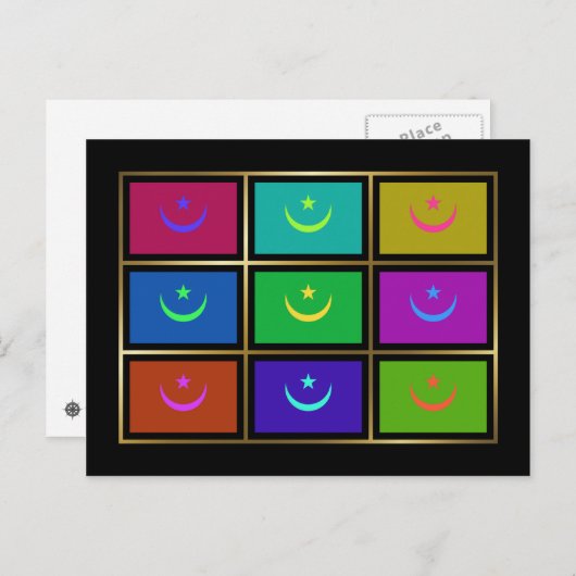 Briefkaart Mauritanië Multihue Vlaggen (Voorkant / Achterkant)