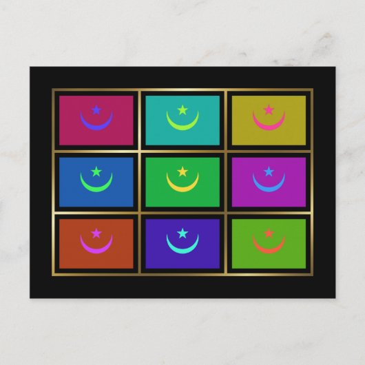 Briefkaart Mauritanië Multihue Vlaggen (Voorkant)