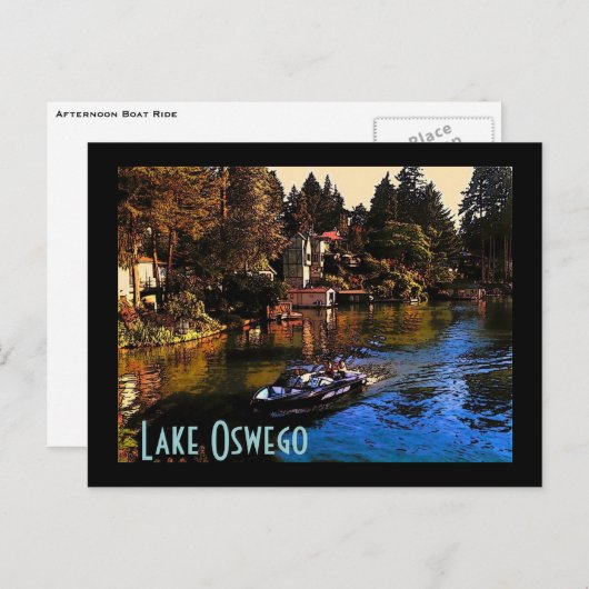 Briefkaart meer Oswego (Voorkant / Achterkant)