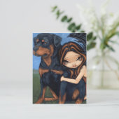 briefkaart "Melk met een rottweiler" (Staand voorkant)
