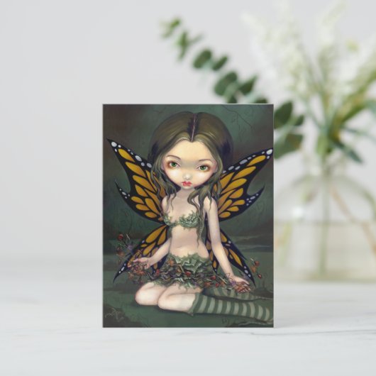 briefkaart "Melk met gedroogde bloemen" (Staand voorkant)