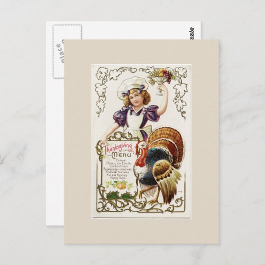 Briefkaart  menu Thanksgiving (Voorkant / Achterkant)