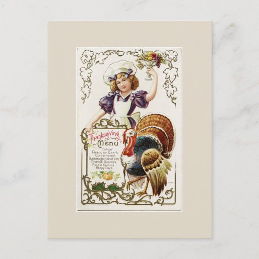 Briefkaart  menu Thanksgiving (Voorkant)