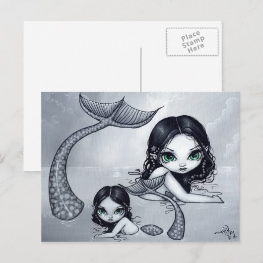 briefkaart "Mermaid Moeder and Child" (Voorkant / Achterkant)