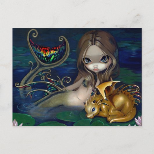 briefkaart "Mermaid with a Golden Dragon" (Voorkant)