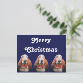 Briefkaart Merry Christmas Basset Hounds (Staand voorkant)