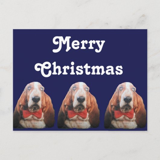 Briefkaart Merry Christmas Basset Hounds (Voorkant)