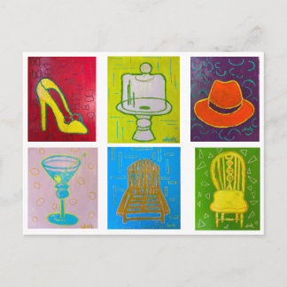 Briefkaart met 6 originele olieverfschilderijen